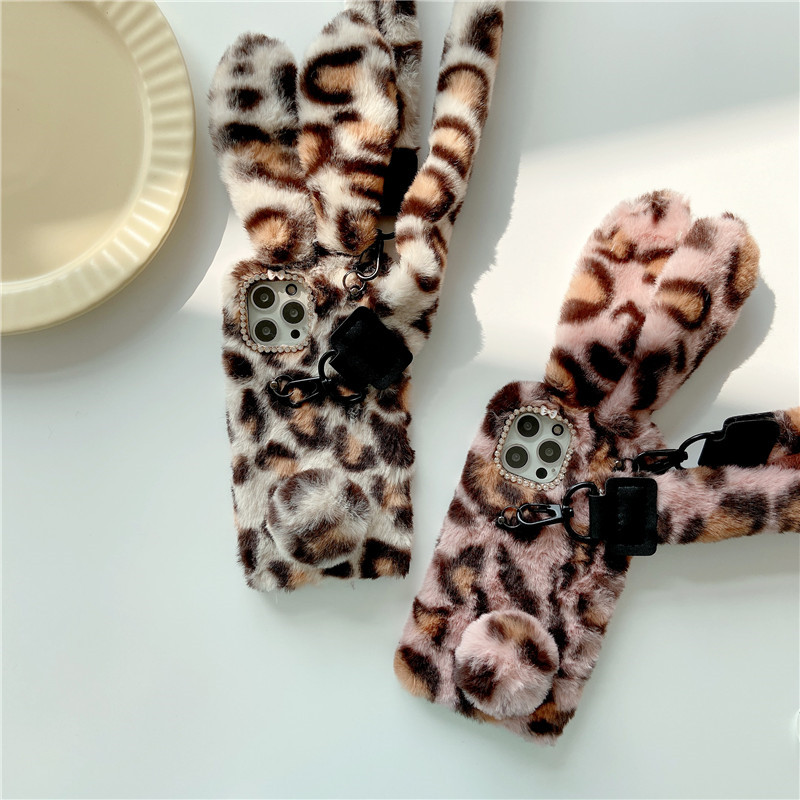 Vivo Y28 - Fluffy Bunny Long Hanging Rope Case