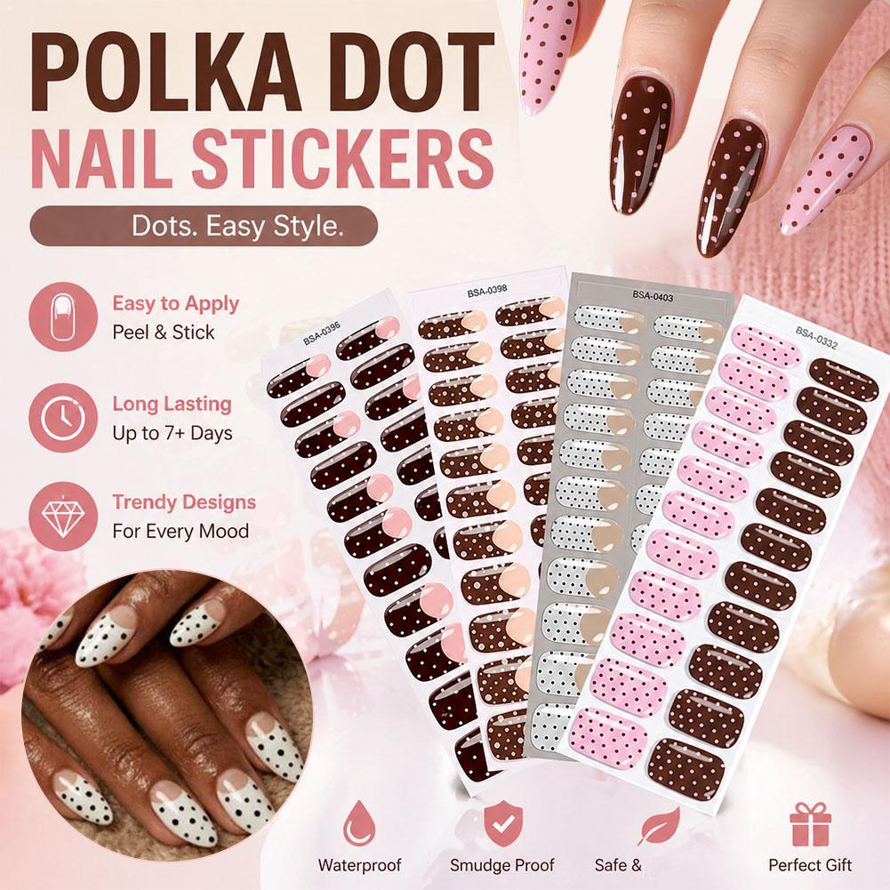Full Cover Adhesive - Polka Dot Gel Nail Strips Full