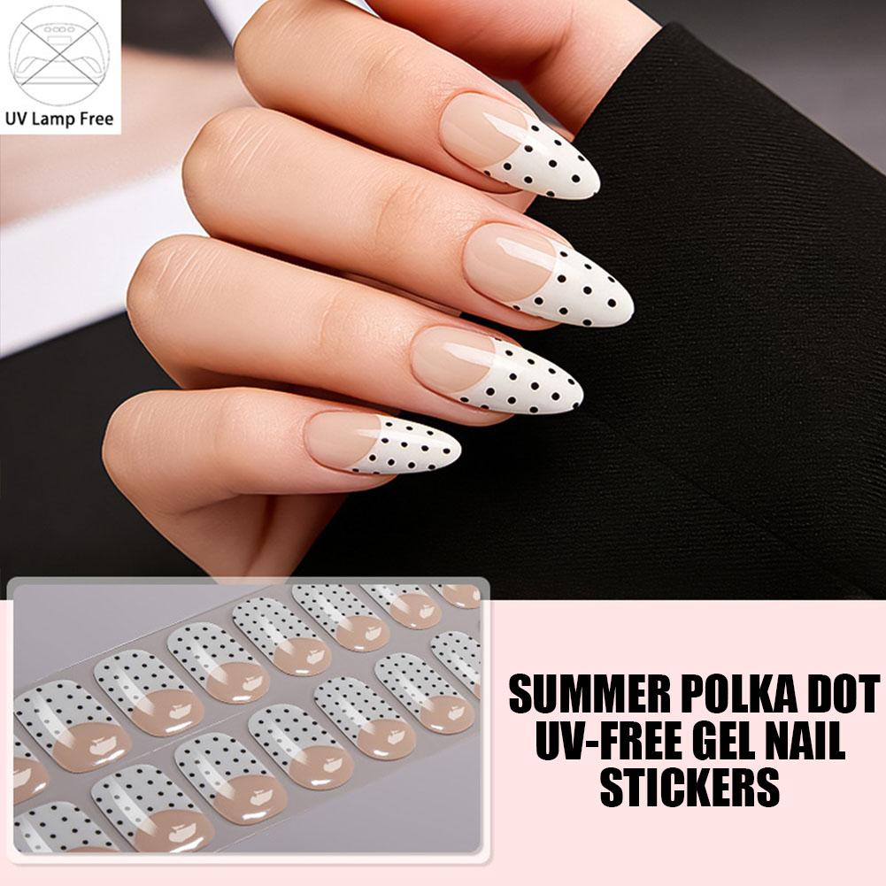 Polka Dot Gel Nail Strips Full - Full Cover Adhesive ulasan dan harga