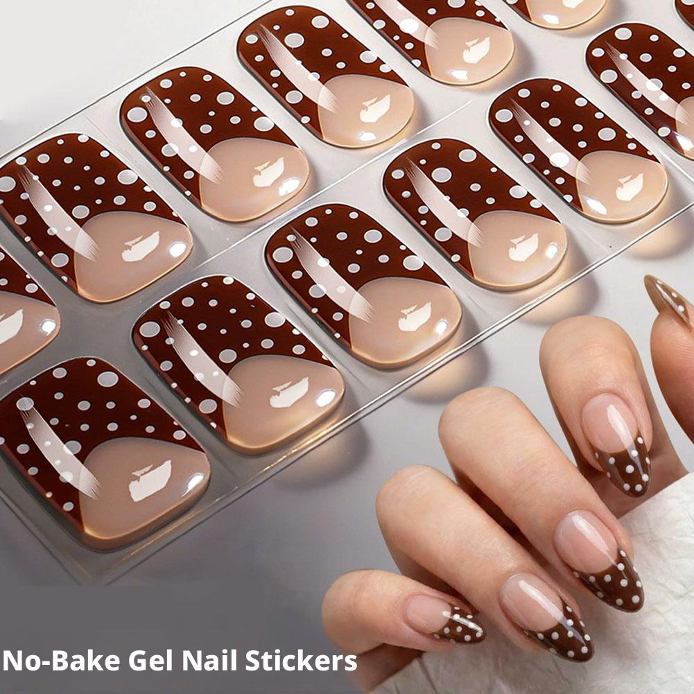 Polka Dot Gel Nail Strips Full - Full Cover Adhesive ulasan dan harga